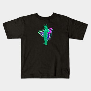 Samurai Glitch Vaporwave Aesthetic Kids T-Shirt